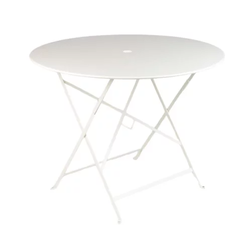 Extérieur accessoire:Table ronde pliante Bistro Fermob en acier coloris blanc coton Ø 96 cm