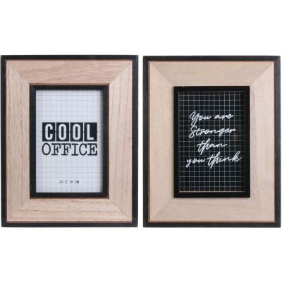 Cadre photo en bois Happy working (Lot de 2)