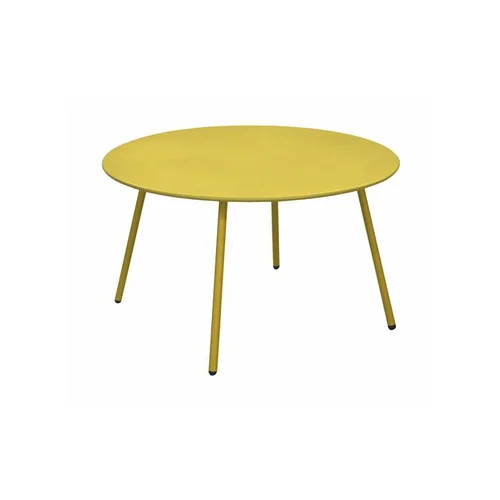 Bien pensé extérieur：Table basse en acier jaune moutarde Proloisirs Cardo - Ø 70 x H 40 cm