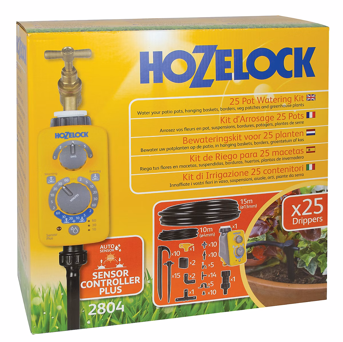 Kit de micro – irrigation Hozelock pour 25 pots + programmateur Sensor plus