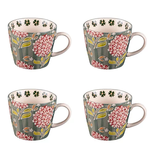 Style nature：Coffret de 4 tasses Cottage coloris multicolore - 8 cm