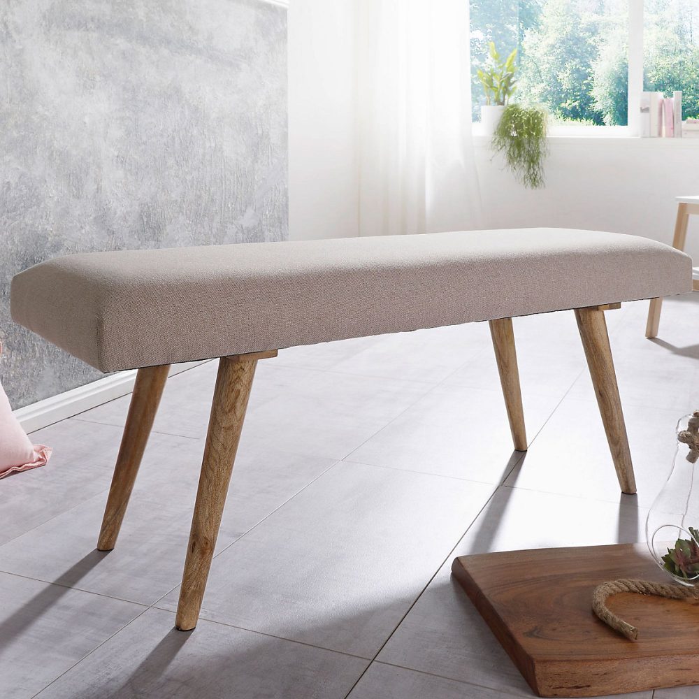 Banc en tissu 117 cm Bois Massif Rembourré Banc Banquette Salle à manger FineBuy – Réf. IIMOHHFDJ1636236129