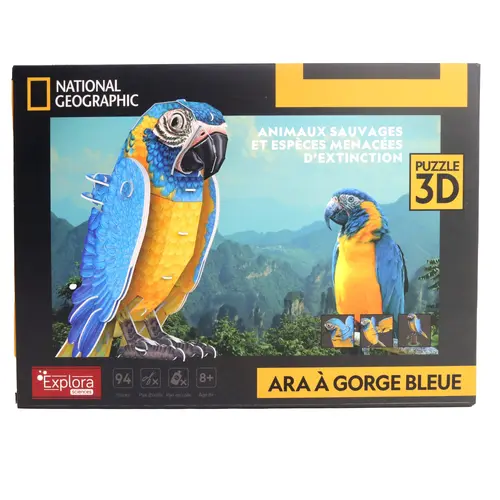 Extérieur accessoire：Maquette 3D Perroquet Ara de Macao 94 pièces National Geographic - 30,3 x 16 cm