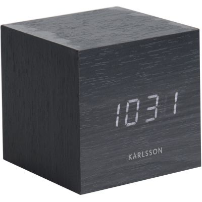 Réveil en bois carré Cube (Noir)