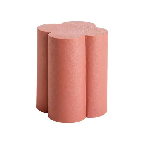 Déco au jardin:Tabouret en métal forme trèfle coloris brique - 32 x 32 x 37 cm