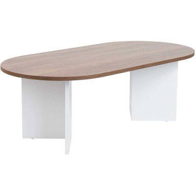 Table basse ovale en aggloméré Sable (Noyer, Blanc)
