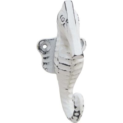 Patère en métal hippocampe 4.5 x 5 x 11 cm (Blanc)