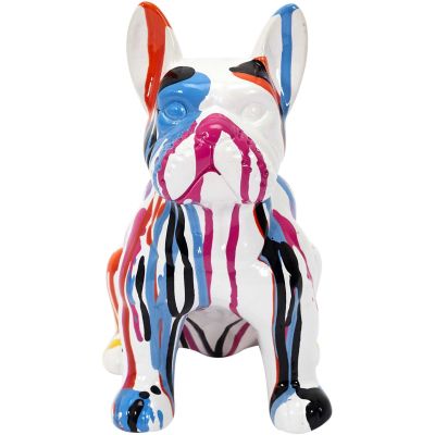 Bouledogue en céramique assis 20 cm (Multicolore)