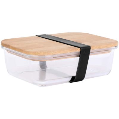 Boite de conservation en verre avec couvercle en bambou 19.5 cm