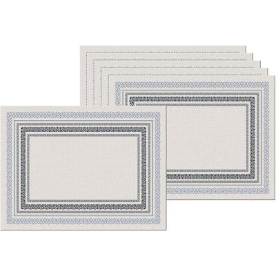 Set de table en vinyle 40 x 30 cm (Lot de 6) (Liserés bleu et noir)