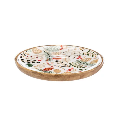 Pour enrichir votre univers jardin:Plateau rond en bois de manguier coloris multicolore Sureau – Ø 30 cm