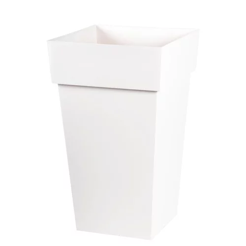 Côté extérieur：Pot Toscane carré haut blanc L.40 x l.39 x H.65 cm