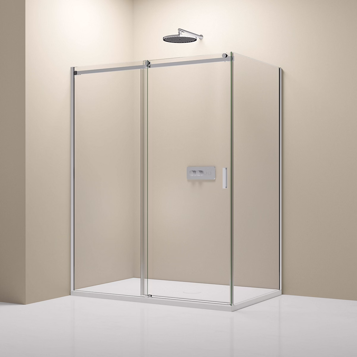 Cabine de douche d'angle – verre clair 8mm, porte coulissante, NT806 FLEX 130 × 80 × 195cm