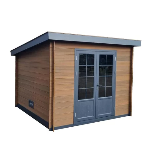 Facile pour le jardin：Abri de jardin composite et aluminium Green outside Teck Royan - 3 x 3 m