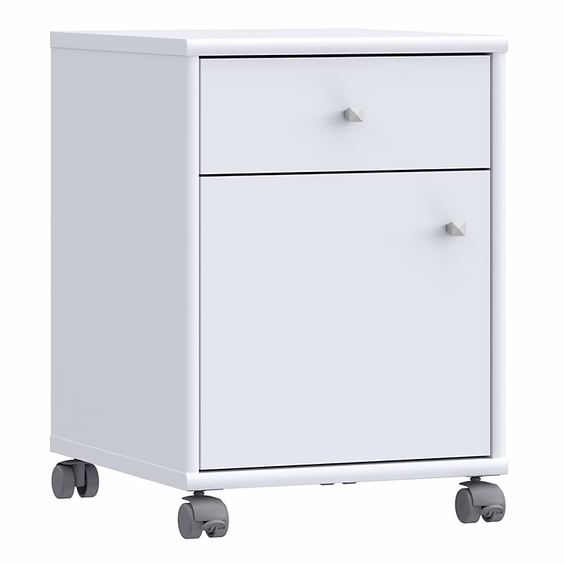 Caisson sur roulettes H. 54 cm décor blanc et effet aluminium – MARIA