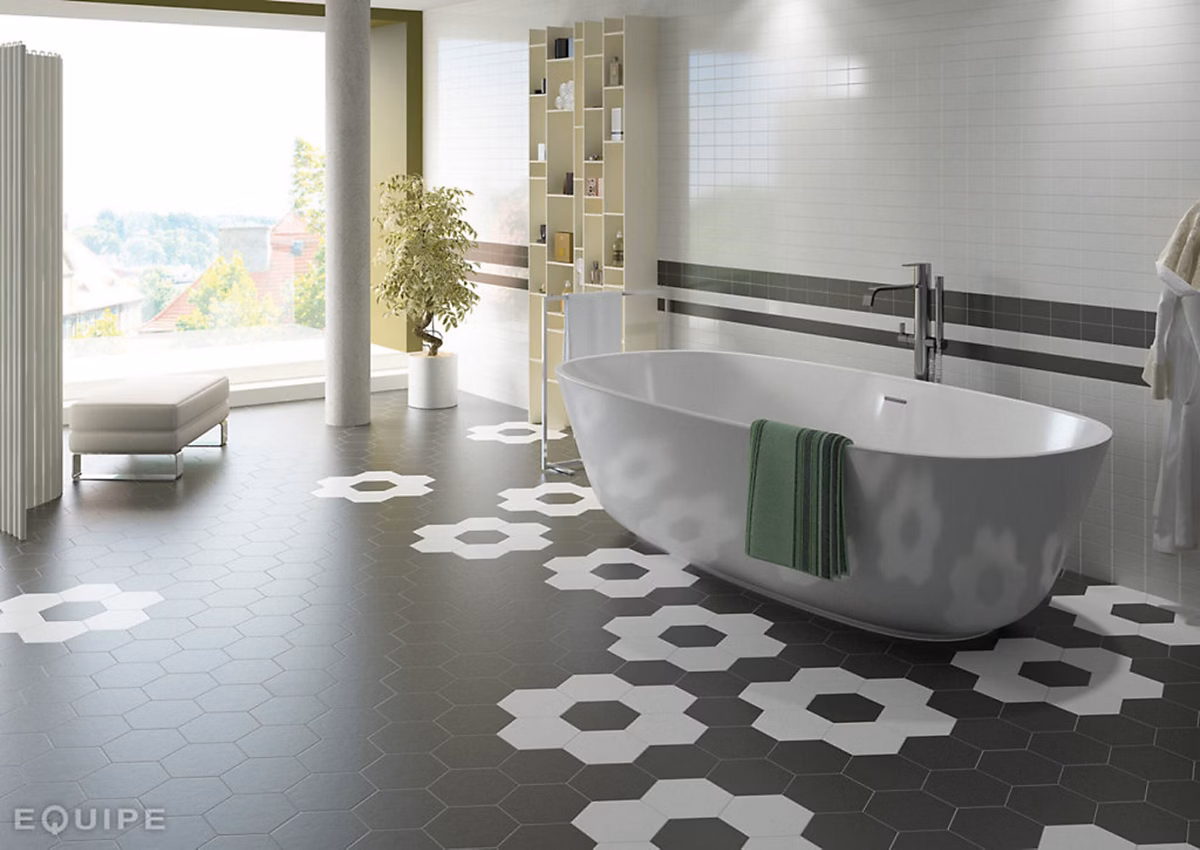 Carrelage sol et mur intérieur hexagonal uni noir mat L.20 x l.17 – 5 cm x ép.8 mm | Hexa
