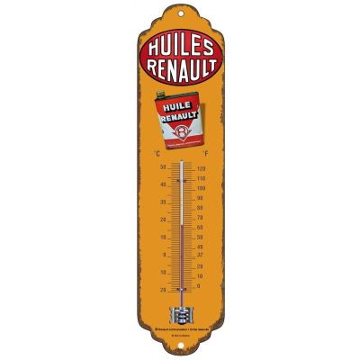 Thermomètre en métal Pub 28 x 6.5 cm (Huiles Renault)
