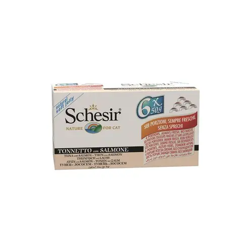 Nature pour le jardin：Pâtée pour chat Schesir au Thon et Saumon Pack de 6 boites de 50 g