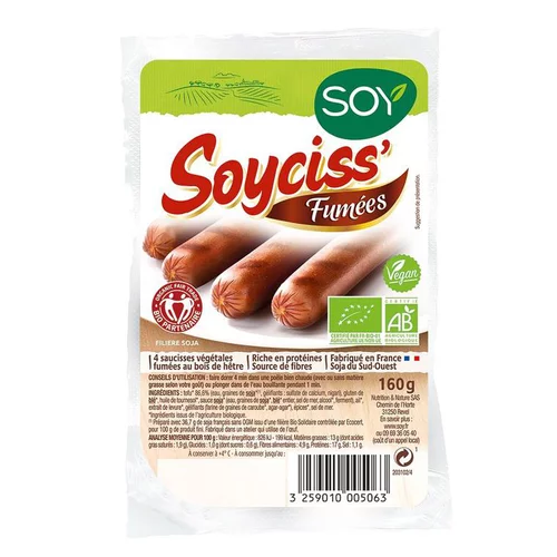 Indispensable au jardin:Soycisses fumées au bois de hêtre bio 160 g