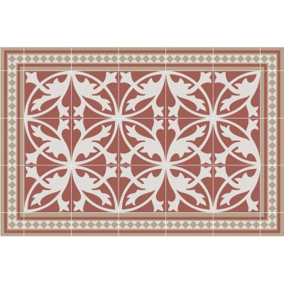 Tapis en vinyle effet carreaux de ciment carreaux 7 rouge (90 x 60 cm)
