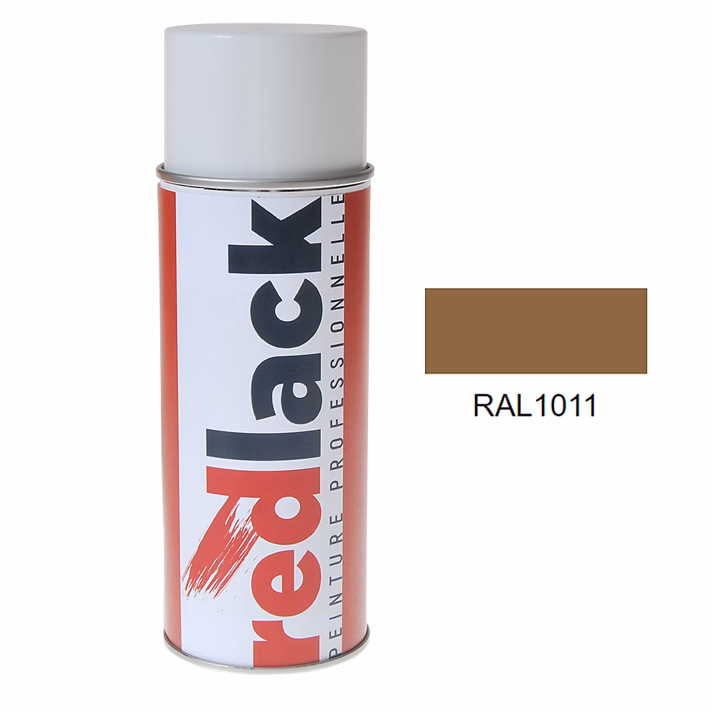 Bombe de peinture Aérosol – spray, 400ml, RAL 1011 Beige brun, Brillant, multisupport, Redlack, RAL1011