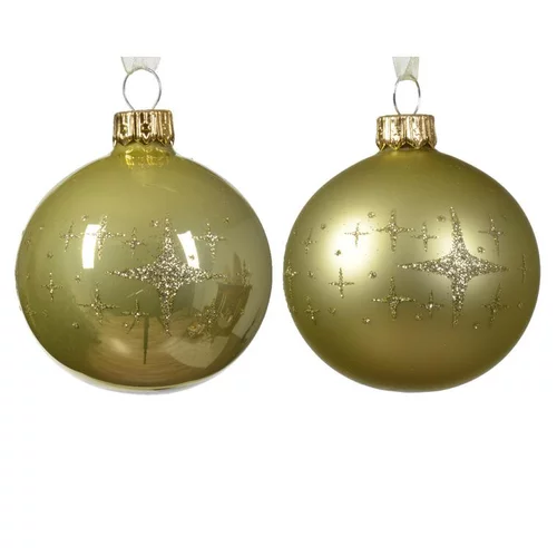 Simple au jardin:Boule en verre vert pistache pourtour étoiles - Ø 6 cm