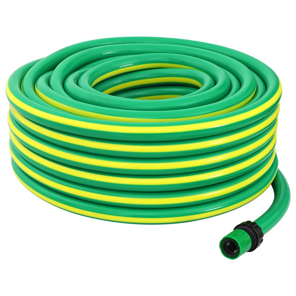 vidaXL Tuyau de jardin 5 couches Vert et jaune 1/2'' 30 m PVC