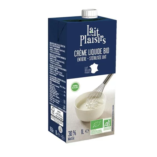 Votre allié à l’extérieur：Crème liquide entière bio Lait Plaisirs - 1 L