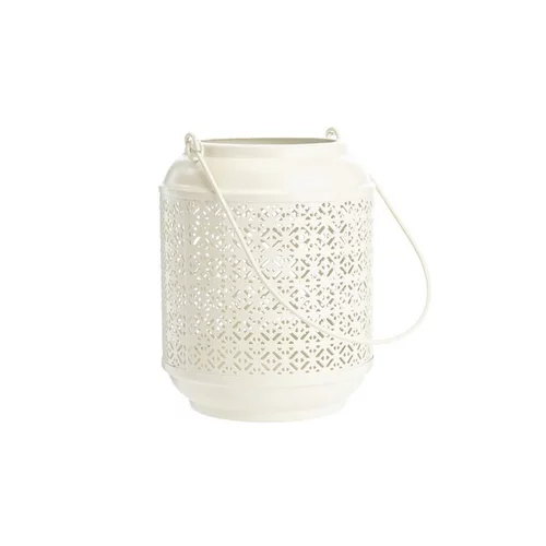 Tout pour le jardin:Lanterne en métal émaillé blanc décor frises - Ø 15 x H 18,5 cm