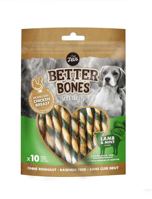 Jardin expert:Os à mâcher pour chien agneau et menthe Zeus Better Bones WrapTwist - x 10