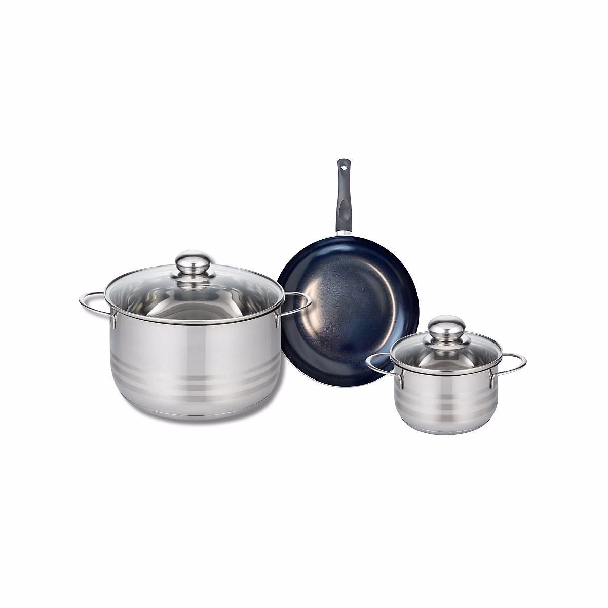 Matériel de cuisson – Ensemble de 1 Poêle de cuisson 20 cm et 2 faitouts 14 et 24 cm Elo Prima Brillant