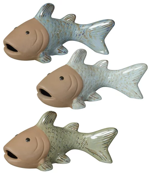 Style extérieur：Poisson en terre cuite émaillée Deroma Bubble - 15 x 9 x 10 cm