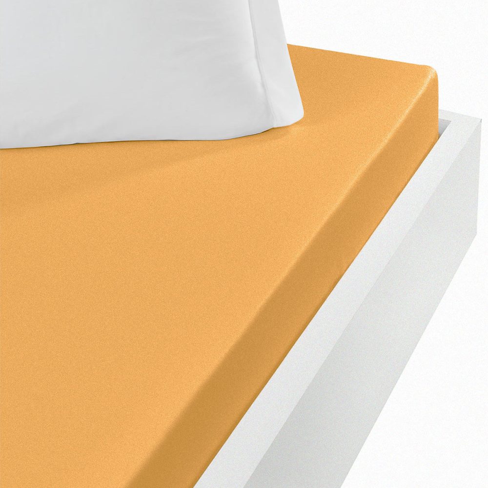 Drap housse jersey coton peigné extensible bonnet 30 cm Caramel 80 × 200 cm MANHATTAN