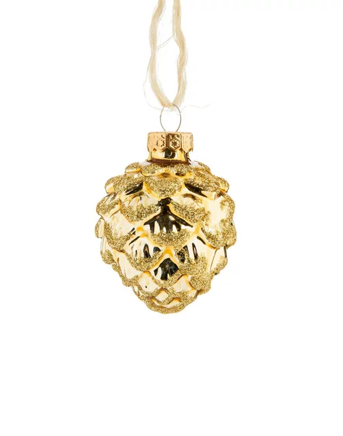Pour enrichir votre univers jardin:Boite de 6 pommes de pin verre brillant coloris jaune - Ø 5 cm