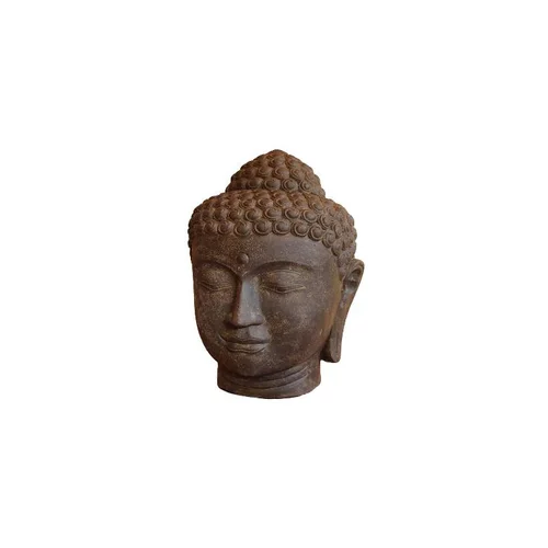 Extérieur accessoire:Statue tête de Bouddha en pierre reconstituée coloris noir 50 cm