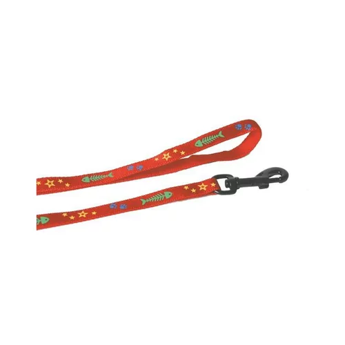 Durable au jardin：Laisse chat à motif 10 mm coloris rouge - 100 cm