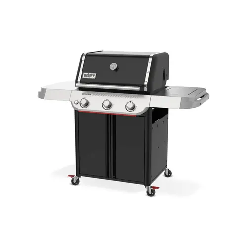 Une solution pratique pour l’extérieur:Barbecue gaz Genesis E-315W avec plancha et housse offerte coloris noir en fonte émaillé Weber - 122 x 69 x 147 cm