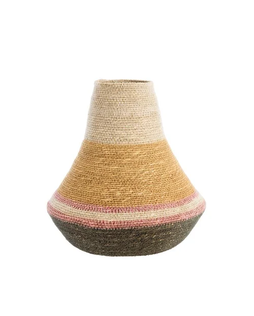 Un choix pratique pour le jardin:Vase pour fleurs séchées coloris multicolore en osier - 28 x 28 x 30 cm