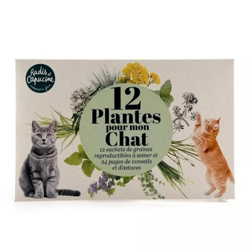 Une sélection pensée pour le jardin:Enveloppe 12 sachets plantes pour mon chat Radis et Capucine