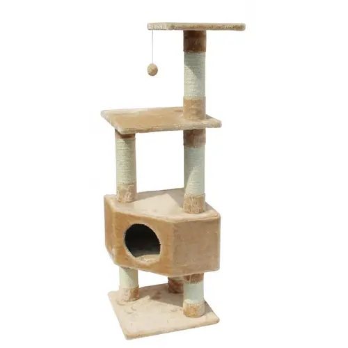 Idée au jardin：Arbre à chat avec panier et griffoir coloris beige Eco Loonaa classic - 135 cm