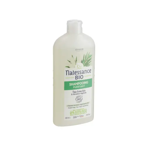 Choix malin：Shampoing purifiant Tea Tree Bio et kératine végétale Natessance - 500 ml
