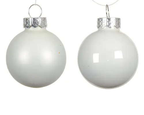 Bien pratique au jardin：Ensemble de 16 boules en verre émaillé et mat blanc d’hiver - Ø 3,5 cm