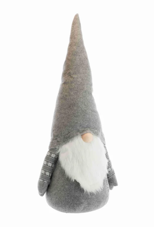 Parfait pour le jardin：Gnome debout classique en tissu gris - 41 x 29 x 100 cm