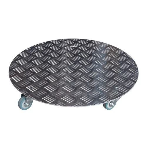 Pour vos extérieurs:Roule plante rond en aluminium à 5 roues gris Ø 50 cm