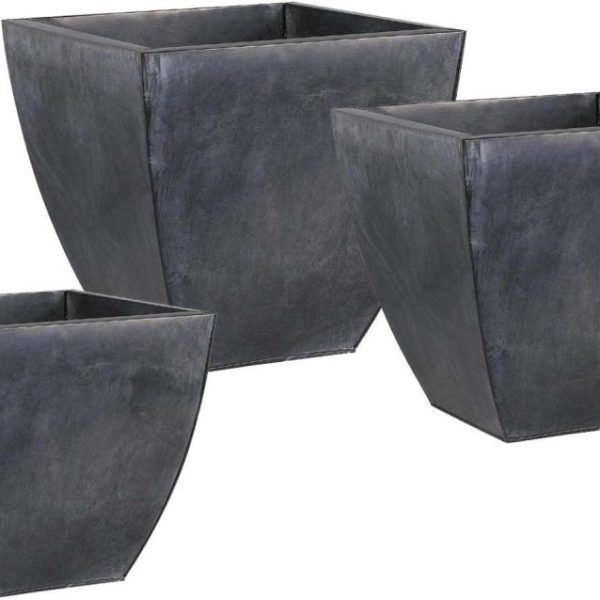 Cache pot en zinc noir (Lot de 3)