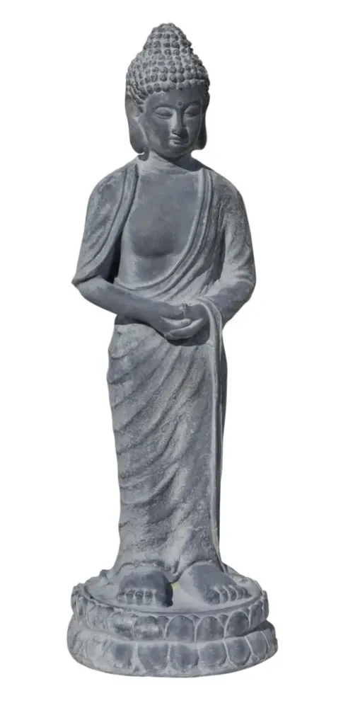 Nature pratique:Statue décorative bouddha hindou debout coloris gris en béton ciré - 75 cm