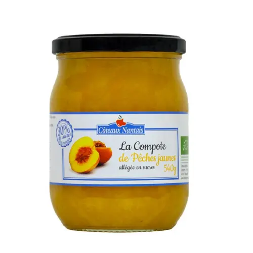 Les indispensables du jardin：Compote de pêches jaunes allégée bio Coteaux Nantais - 540 g