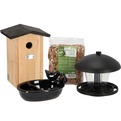 Set abri mangeoire et graines oiseaux (Pour oiseaux du jardin)
