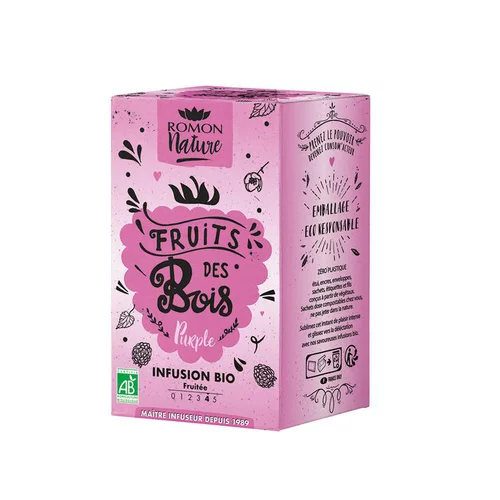 Bien pratique à l’extérieur：Tisane Fruits des bois bio Romon Nature - 16 sachets