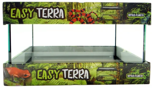 Équipement extérieur:Terrarium étanche pour reptile, amphibien et insecte en verre coloris noir Reptile Planet Easy Terra - Taille M 40 x 26 x 23 cm monté